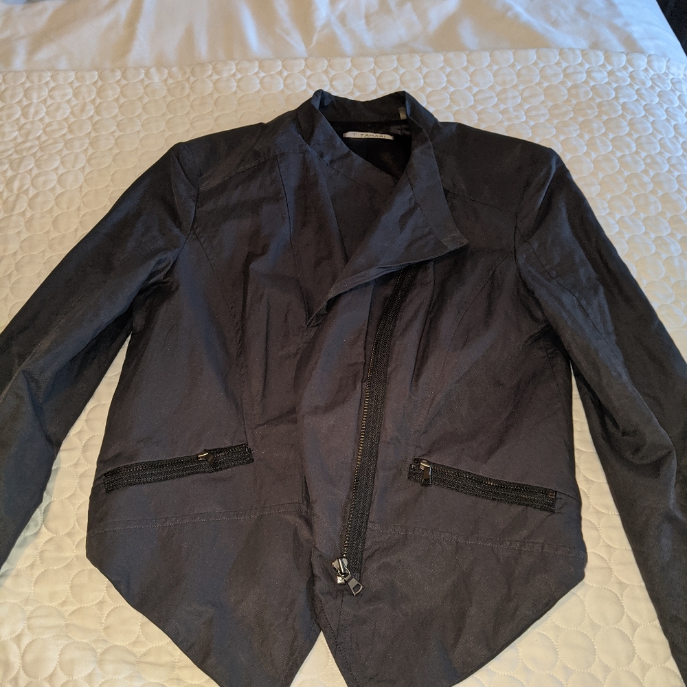 Tahari Moto Jacket, Asymmetrical Zip Front, Lined